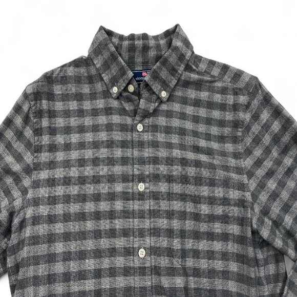 Vineyard Vines Gray Slim Fit Murray Cotton Plaid Button Down Shirt Men's Small - Picture 3 of 8
